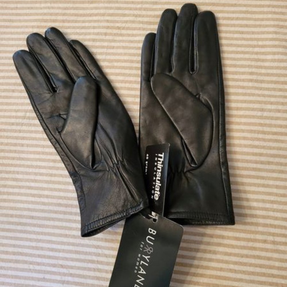 Thinsulate  Women's Black Leather Gloves - Size L